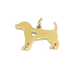 Dog Charms Stainless Steel Pendant Gold Plated, approx 13-17mm