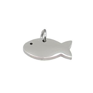 Raw Stainless Steel Fish Pendant, approx 8-15mm