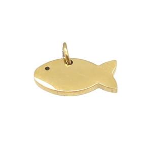 Stainless Steel Fish Pendant Gold Plated, approx 8-15mm