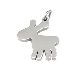 Deer Charms Raw Stainless Steel Pendant, approx 14-17mm
