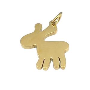 Deer Charms Stainless Steel Pendant Gold Plated, approx 14-17mm