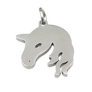 Horse Charms Raw Stainless Steel Pendant, approx 15mm