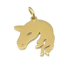 Horse Charms Stainless Steel Pendant Gold Plated, approx 15mm