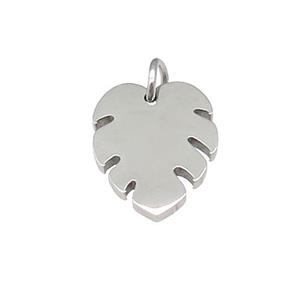 Raw Stainless Steel Leaf Pendant, approx 11.5-15mm