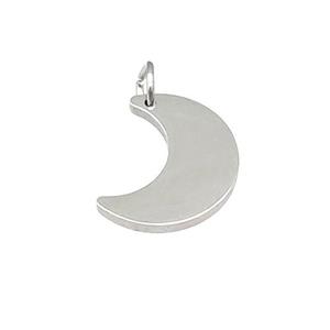 Raw Stainless Steel Moon Pendant, approx 12-15mm