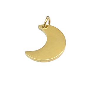 Stainless Steel Moon Pendant Gold Plated, approx 12-15mm