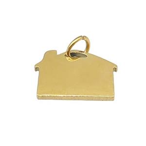 House Charms Stainless Steel Pendant Gold Plated, approx 10-15mm