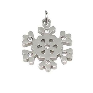 Christmas Snowflake Charms Row Stainless Steel Pendant Pave Rhinestone, approx 14mm