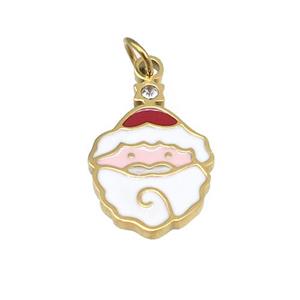 Christmas Santa Claus Stainless Steel Pendant Multicolor Enamel Gold Plated, approx 10-14mm