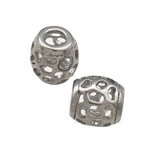Raw Titanium Steel Barrel Beads Large Hole Hollow, approx 9-10mm, 4mm hole