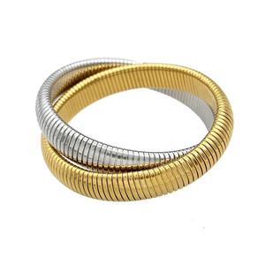 Stainless Steel Bracelet Gold Plated, approx 12mm, 60mm dia