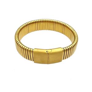 Stainless Steel Bangle Gold Plated, approx 16mm, 50-60mm dia