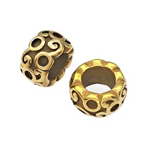 Stainless Steel Rondelle Beads Large Hole Gold Plated, approx 8.5-15mm, 8mm hole
