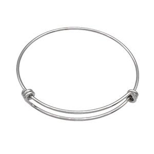 Raw Stainless Steel Bangles Adjustable, approx 1.5mm, 60mm dia