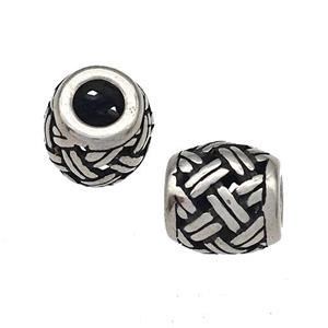 Stainless Steel Barrel Beads Hollow Large Hole Antique Silver, approx 9-10mm, 4mm hole