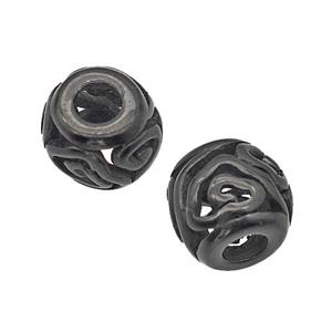Stainless Steel Barrel Beads Cloud Large Hole Hollow Black Plated, approx 9-10mm, 4mm hole