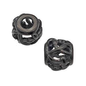 Stainless Steel Barrel Beads Large Hole Hollow Black Plated, approx 9-10mm, 4mm hole