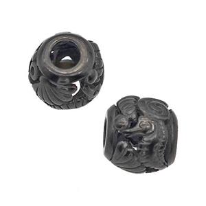 Stainless Steel Barrel Beads Seahorse Large Hole Hollow Black Plated, approx 9-10mm, 4mm hole