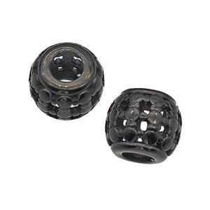 Stainless Steel Round Beads Large Hole Hollow Black Plated, approx 9-10mm, 4mm hole
