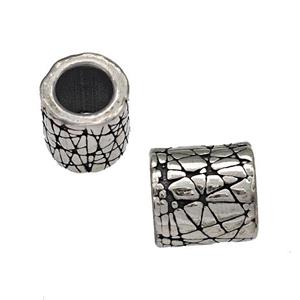 Stainless Steel Column Beads Large Hole Tube Antique Silver, approx 9-10mm, 6mm hole