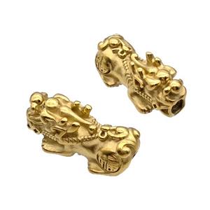Stainless Steel Pixiu Beads Large Hole Gold Plated, approx 10-25mm, 3mm hole