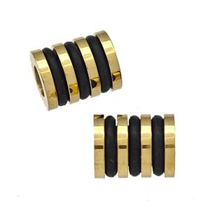 Stainless Steel Tube Beads Large Hole Column Gold Plated, approx 8-10mm, 4mm hole