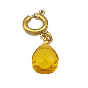 Golden Crystal Glass Teardrop With Stainless Steel Clasp Gold Plated, approx 6mm, 6mm