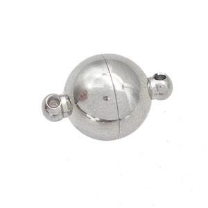 Raw Stainless Steel Magnetic Clasp Round Ball, approx 10mm dia