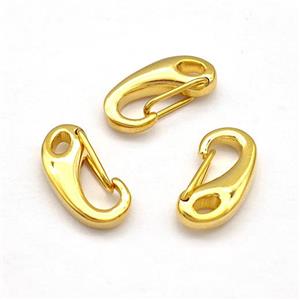 Stainless Steel Carabiner Clasp Gold Plated, approx 7-15mm