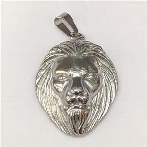 Raw 201 Stainless Steel Lion Pendant, approx 30-36mm