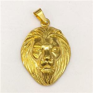 201 Stainless Steel Lion Pendant Gold Plated, approx 30-36mm