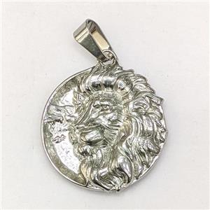 Raw 201 Stainless Steel Lion Pendant, approx 35mm
