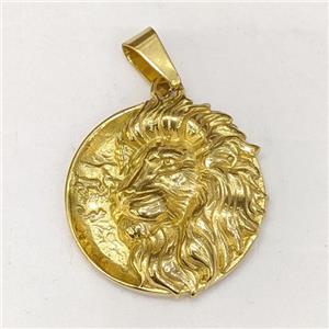 201 Stainless Steel Lion Pendant Gold Plated, approx 35mm