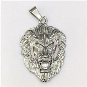 Raw 201 Stainless Steel Lion Pendant, approx 35-43mm