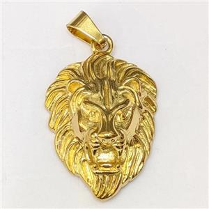 201 Stainless Steel Lion Pendant Gold Plated, approx 35-43mm