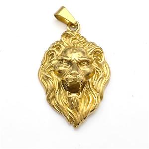 201 Stainless Steel Lion Pendant Gold Plated, approx 35-49mm