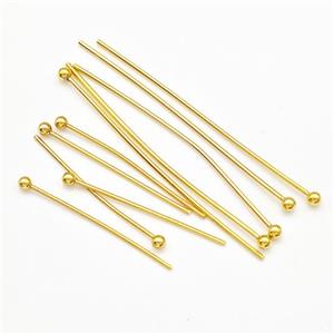 Stainless Steel Ball Pin Gold Plated, approx 38mm