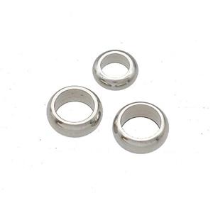 Raw Stainless Steel Rondelle Beads Large Hole, approx 5mm