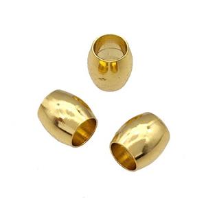 Stainless Steel Barrel Beads Large Hole Gold Plated, approx 6mm, 4mm hole
