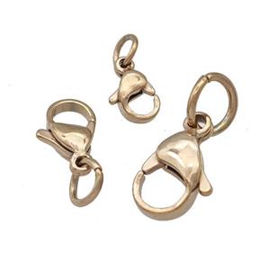 Stainless Steel Lobster Clasp Lt.gold Plated, approx 10mm