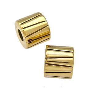 Stainless Steel Tube Beads Large Hole Gold Plated, approx 10-11mm, 5mm hole
