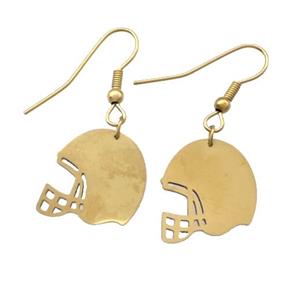 Stainless Steel Hook Earrings Football Helmet Blank Gold Plated, approx 17-18mm