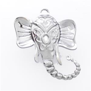 Raw Stainless Steel Elephant Charms Pendant, approx 26-31mm