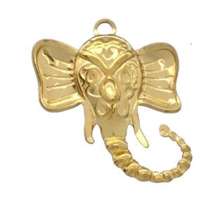 Stainless Steel Elephant Charms Pendant Gold Plated, approx 26-31mm