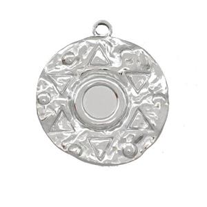 Raw Stainless Steel Circle Pendant, approx 21mm