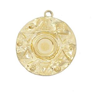 Stainless Steel Circle Pendant Gold Plated, approx 21mm