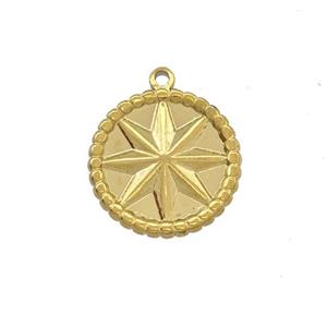 Stainless Steel Compass Pendant Gold Plated, approx 14mm