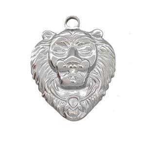 Raw Stainless Steel Lion Pendant, approx 20-22mm