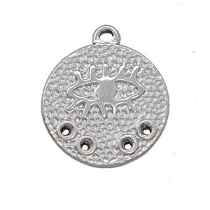 Raw Stainless Steel Eye Charms Pendant Circle, approx 18mm