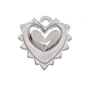 Raw Stainless Steel Heart Pendant, approx 18mm